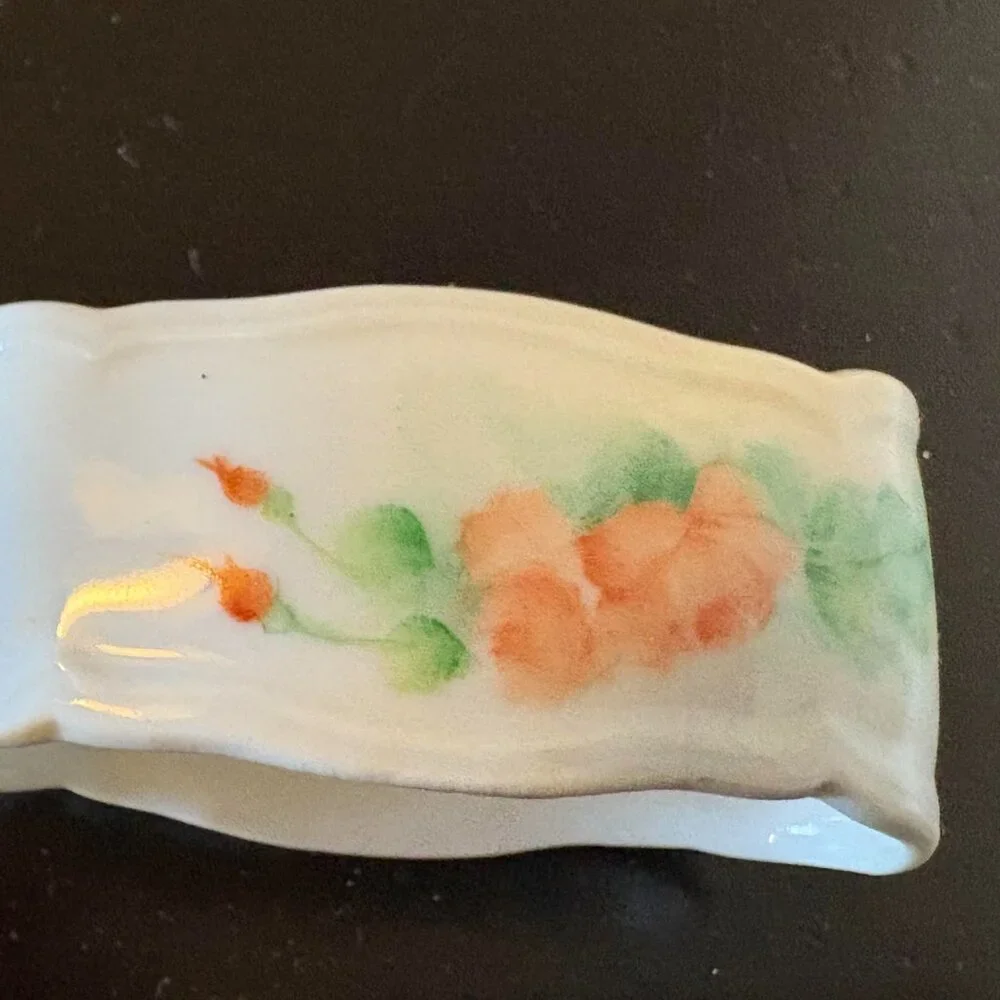 Vtg 11 Handpainted Porcelain Napkin Rings Rose Bouquet Floral Cottagecore Granny